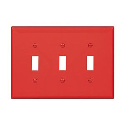 Main product image of Toggle Wallplate, Red, Toggle Cutout, Polycarbonate, Three- Gang, Mid-Size, PJ3RD