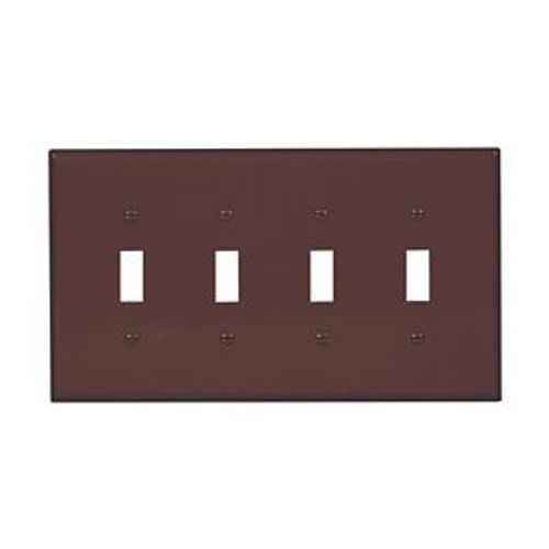 Main product image of Toggle Wallplate, Brown, Toggle Cutout, Polycarbonate, Four- Gang, Mid-Size, PJ4B