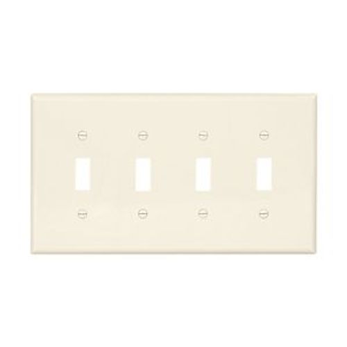 Main product image of Toggle Wallplate, Lt. Almond, Toggle Cutout, Polycarbonate, Four- Gang, Mid-Size, PJ4LA