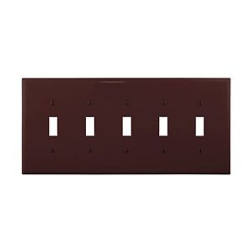 Main product image of Toggle Wallplate, Brown, Toggle Cutout, Polycarbonate, Five- Gang, Mid-Size, PJ5B