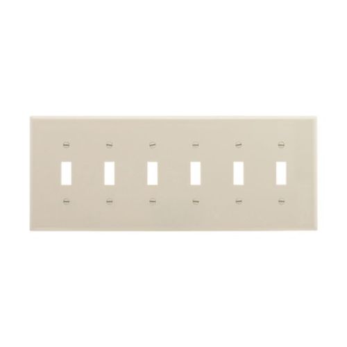 Main product image of Toggle Wallplate, Ivory, Toggle Cutout, Polycarbonate, 6-Gang, Mid-Size, PJ6V