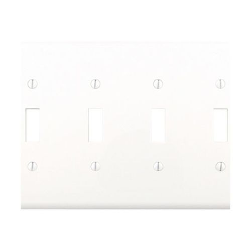 Main product image of Toggle Wallplate, White, Toggle Cutout, Polycarbonate, 6-Gang, Mid-Size, PJ6W