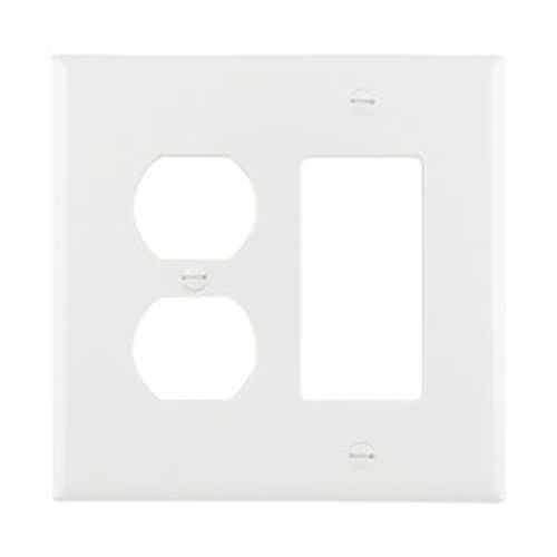 Main product image of Combination Wallplate, Wallplate 2G Dup/Deco Combo Poly Mid Wh, Retail Box, PJ826W-SP-L2