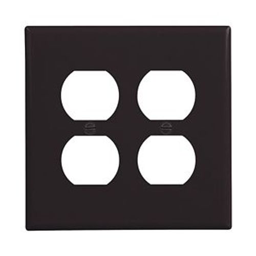 Main product image of Duplex Receptacle Wallplate, Black, Duplex Receptacle Cutout, Polycarbonate, 2- Gang, Mid-Size, PJ82BK