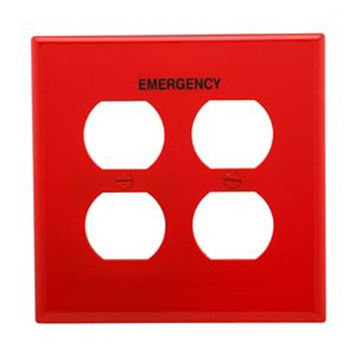 Main product image of Wallplate, 2 Module Polycarbonate, Decorator, Special Use, Red, PJ82EMRD