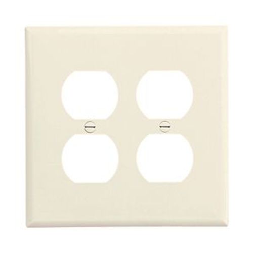 Main product image of Duplex Receptacle Wallplate, Lt. Almond, Duplex Receptacle Cutout, 2-Gang, Mid-Size, PJ82LA