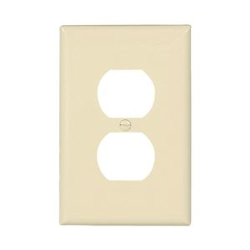 Main product image of Mid-Size Duplex Receptacle Wallplate, Almond, Power Outlet, Polycarbonate, 1, Mid-Size, PJ8A