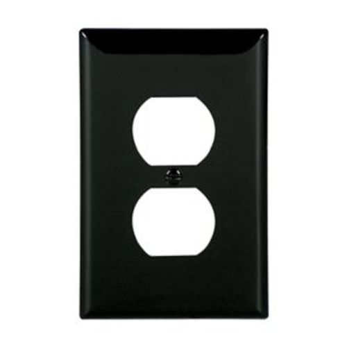 Main product image of Duplex Receptacle Wallplate, Black, Duplex Receptacle Cutout, Single-Gang, Mid-Size, PJ8BK