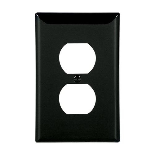 Main product image of Duplex Receptacle Wallplate, Black, Duplex Receptacle Cutout, Single-Gang, Mid-Size, PJ8BK