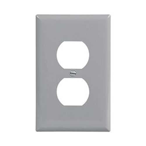Main product image of Duplex Receptacle Wallplate, Gray, Duplex Receptacle Cutout, Polycarbonate, Single- Gang, PJ8GY