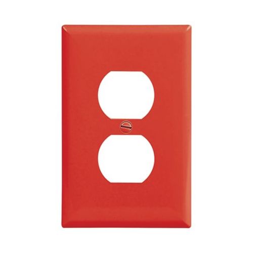 Main product image of Duplex Receptacle Wallplate, Red, Duplex Receptacle Cutout, Polycarbonate, Single- Gang, PJ8RD