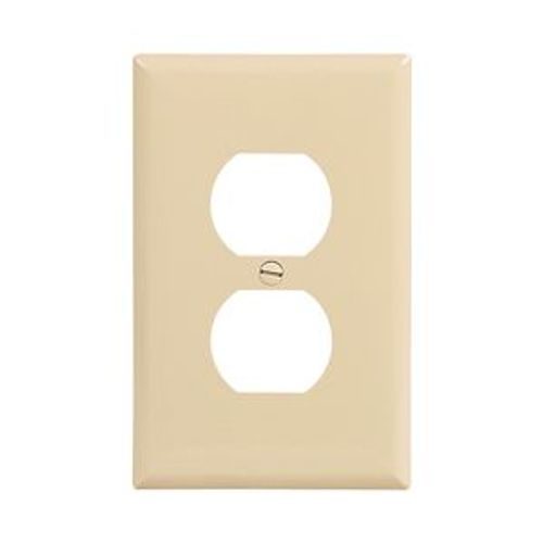 Main product image of Duplex Receptacle Wallplate, Ivory, Duplex Receptacle Cutout, Single-Gang, Mid-Size, PJ8V