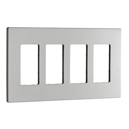 Main product image of Screwless Wallplate, Screwless, Silver Granite, Decorator Cutout, Polycarbonate, 4- Gang, PJS264SG-SP-L