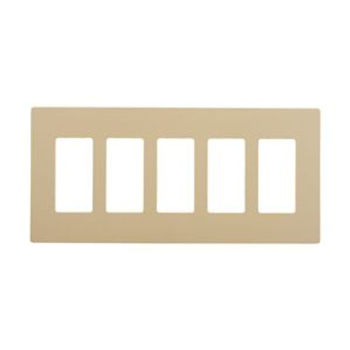 Main product image of Screwless Wallplate, Screwless, Ivory, Decorator Cutout, Polycarbonate, Five- Gang, Mid-Size, PJS265V