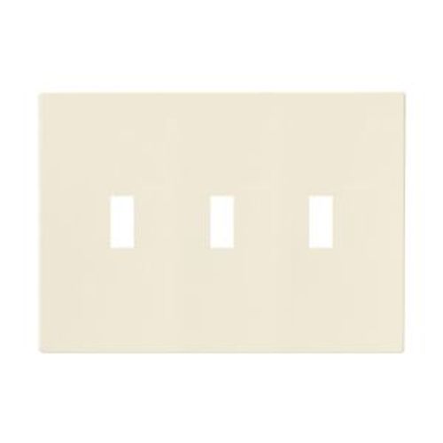 Main product image of Screwless Wallplate, Screwless, Lt. Almond, Toggle Cutout, Polycarbonate, 3- Gang, Mid-Size, PJS3LA