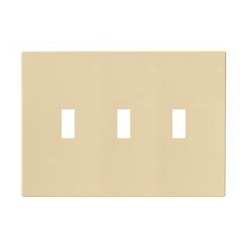 Main product image of Screwless Wallplate, Screwless, Ivory, Toggle Cutout, Polycarbonate, Three- Gang, Mid-Size, PJS3V