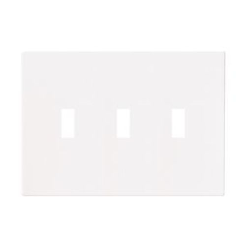 Main product image of Screwless Wallplate, Screwless, White, Toggle Cutout, Polycarbonate, Three- Gang, Mid-Size, PJS3W