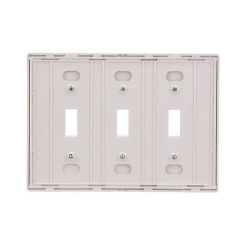 Main product image of Screwless Wallplate, Screwless, White, Toggle Cutout, Polycarbonate, Three- Gang, Mid-Size, PJS3W
