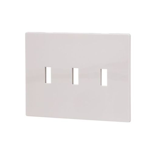 Main product image of Screwless Wallplate, Screwless, White, Toggle Cutout, Polycarbonate, Three- Gang, Mid-Size, PJS3W