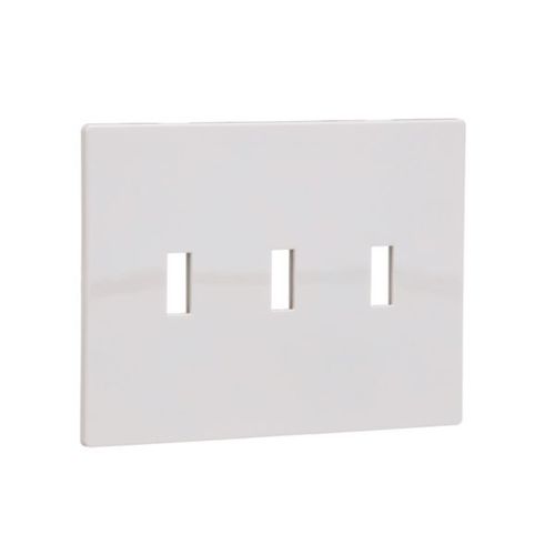 Main product image of Screwless Wallplate, Screwless, White, Toggle Cutout, Polycarbonate, Three- Gang, Mid-Size, PJS3W