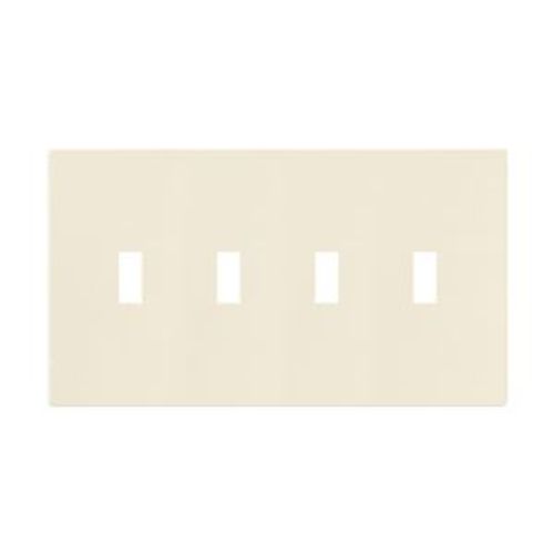Main product image of Screwless Wallplate, Screwless, Lt. Almond, Toggle Cutout, Polycarbonate, 4- Gang, Mid-Size, PJS4LA