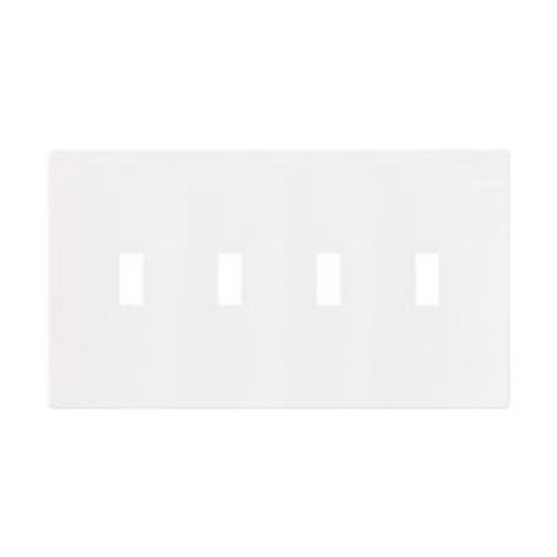 Main product image of Screwless Wallplate, Screwless, White, Toggle Cutout, Polycarbonate, Four- Gang, Mid-Size, PJS4W