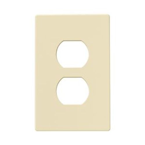 Main product image of Screwless Wallplate, Screwless, Almond, Duplex Receptacle Cutout, Single-Gang, Mid-Size, PJS8A