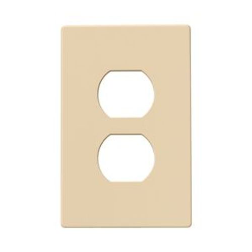Main product image of Screwless Wallplate, Screwless, Ivory, Duplex Receptacle Cutout, Polycarbonate, Single-Gang, PJS8V