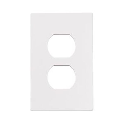Main product image of Mid-Size Screwless Wallplate, White, Standard Receptacle, Polycarbonate, 1, Mid-Size, PJS8W