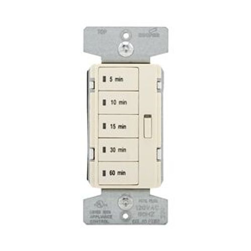 Main product image of Accell Minute Timer, 5, 10, 15, 30, & 60 Minute Default Settings, 15A, 120V, 5 Button, Almond, PT18M-A