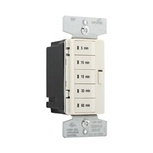 Main product image of Accell Minute Timer, 5, 10, 15, 30, & 60 Minute Settings, 15A, 120V, 5 Button, Light Almond, PT18M-LA