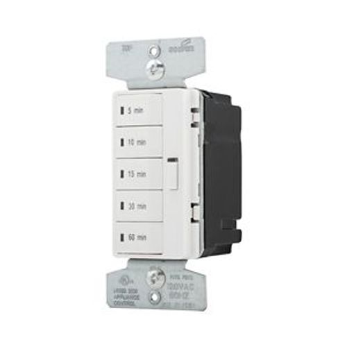 Main product image of Accell Minute Timer, 5, 10, 15, 30, & 60 Minute Default Settings, 15A, 120V, Five Button, 1-Pole, PT18M-W