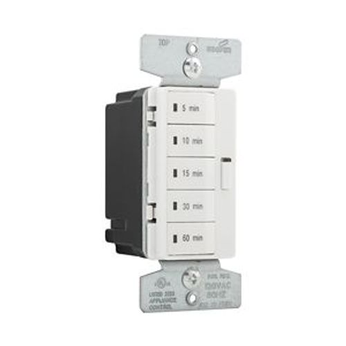 Main product image of Accell Minute Timer, 5, 10, 15, 30, & 60 Minute Default Settings, 15A, 120V, Five Button, 1-Pole, PT18M-W