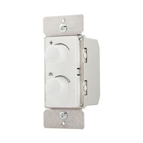 Main product image of Combo Dimmer & Fan Speed Control, Power Failure Memory, #16Awg 2.5A, 120V, White 1-Pole, 300W, RDC25-W