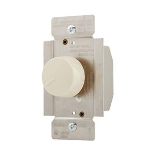 Main product image of Rotary 1000W Dimmer, 120V, 60Hz, Single Pole Only, Incandescent Or Halogen Loads, Almond, RI101-A