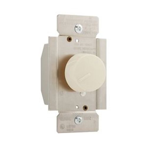 Main product image of Rotary 1000W Dimmer, 120V, 60Hz, Single Pole Only, Incandescent Or Halogen Loads, Almond, RI101-A