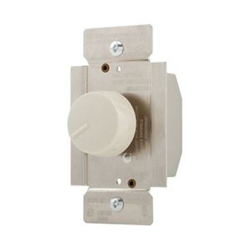 Main product image of Rotary 1000W Dimmer, 120V, 60Hz, Single Pole Only, Incandescent Or Halogen Loads, Light Almond, RI101-LA