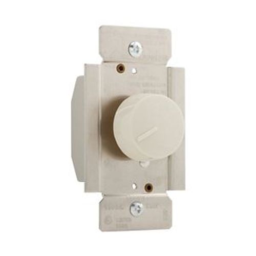 Main product image of Rotary 1000W Dimmer, 120V, 60Hz, Single Pole Only, Incandescent Or Halogen Loads, Light Almond, RI101-LA