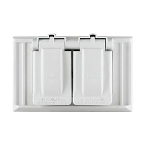 Main product image of Non-Metallic Duplex Receptacle Cover, Self-Closing, Surface Mount, White, 1-Gang, Horizontal, S1952W-SP