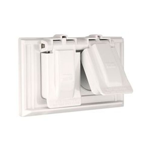 Main product image of Non-Metallic Duplex Receptacle Cover, Self-Closing, Surface Mount, White, 1-Gang, Horizontal, S1952W-SP