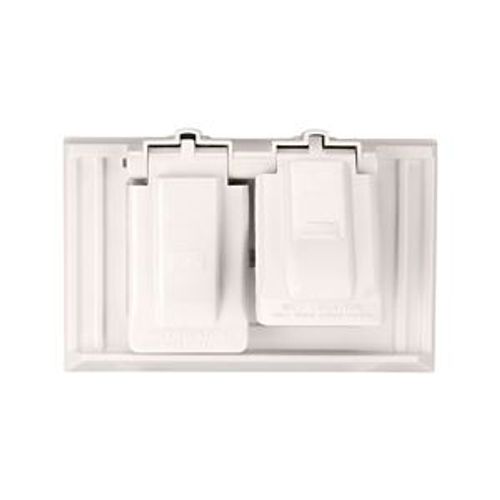 Main product image of Non-Metallic Duplex Receptacle Cover, Self-Closing, Surface Mount, White, 1-Gang, Horizontal, S1952W-SP