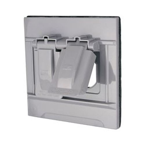 Main product image of Oversize Duplex Receptacle Cover, Self-Closing, Surface Mount, Gray, Wet, 1-Gang, S1954