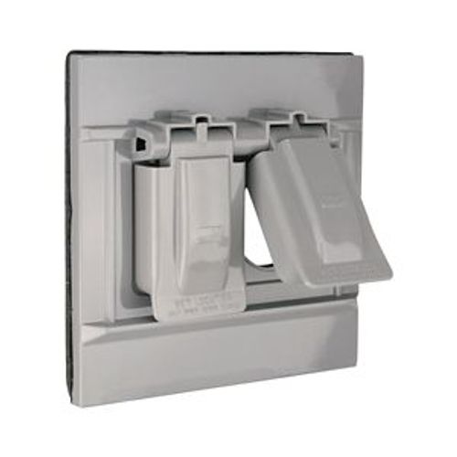 Main product image of Oversize Duplex Receptacle Cover, Self-Closing, Surface Mount, Gray, Wet, 1-Gang, S1954
