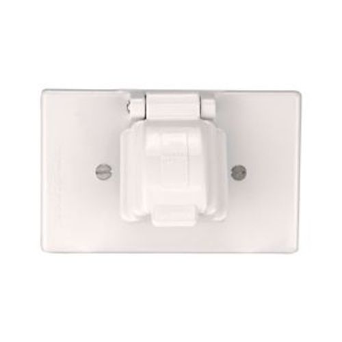 Main product image of Non-Metallic Single Receptacle Cover, Stay-Open, Surface Mount, White, Single Receptacle, 1-Gang, S1961W-SP