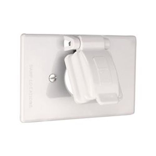 Main product image of Non-Metallic Single Receptacle Cover, Stay-Open, Surface Mount, White, Single Receptacle, 1-Gang, S1961W-SP