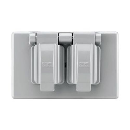 Main product image of Non-Metallic Duplex Receptacle Cover, Stay-Open, Surface Mount, Gray, Duplex Receptacle, 1-Gang, S1962