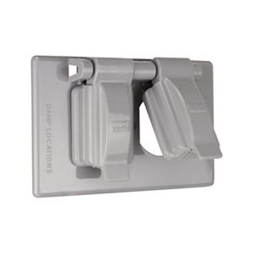 Main product image of Non-Metallic Duplex Receptacle Cover, Stay-Open, Surface Mount, Gray, Duplex Receptacle, 1-Gang, S1962