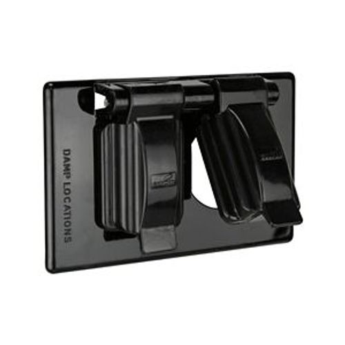 Main product image of Rhinobox Duplex Receptacle Cover, Damp Location, Black, Pro Grip, Glass-Filled Nylon, S1962BK-P