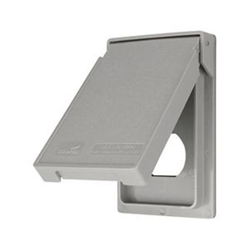 Main product image of Non-Metallic Duplex Receptacle Cover, Self-Closing, Surface Mount, Gray, Wet, 1-Gang, S2962