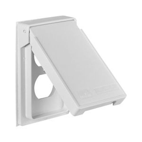 Main product image of Non-Metallic Duplex Receptacle Cover, Self-Closing, Surface Mount, White, Wet, 1-Gang, Vertical, S2962W-SP